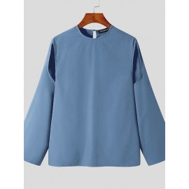 Mens Cutout Sleeves Round Neck Loose T-shirts