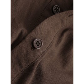 Men Cotton Middle Robe Solid Long Sleeve Hooded T-Shirt