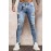 Sky Blue Soccer Print Splicing Skinny High Waist Men's Jeans