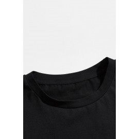 Black Skeleton Gesture Letter Print Men's Oversized Tee