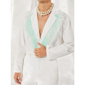 Men Feather Fringe Crop Shirt