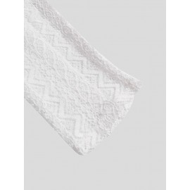 Mens See-Through Lace Crochet Ruffle Front Shirt